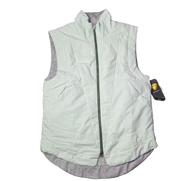 NWT New $168 Free People Slalom Reversible Fleece Light Green Grey Vest Size M - Picture 2 of 11